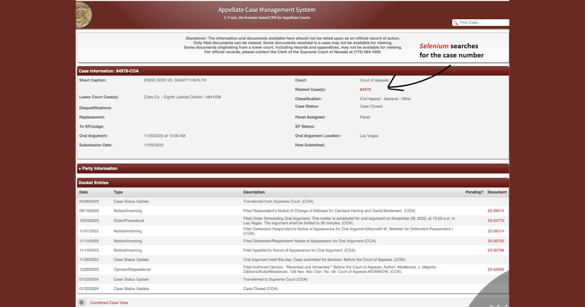 Figure 1. Appellate case management interface used for automated data collection.
