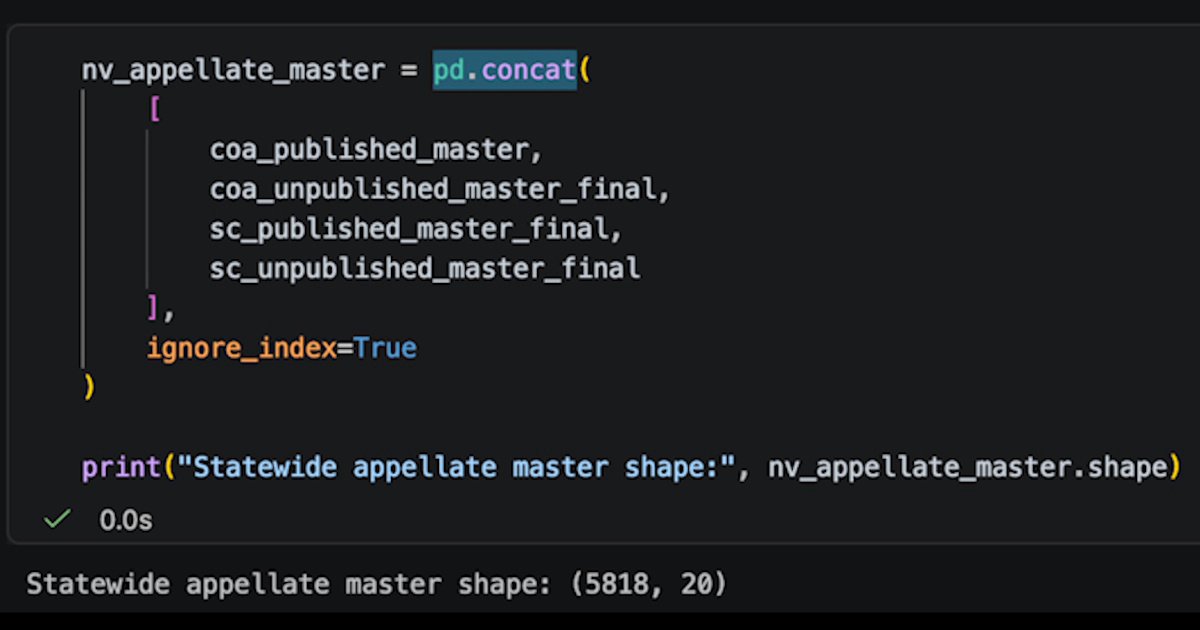 Figure 5. Creation and export of the statewide appellate master dataset