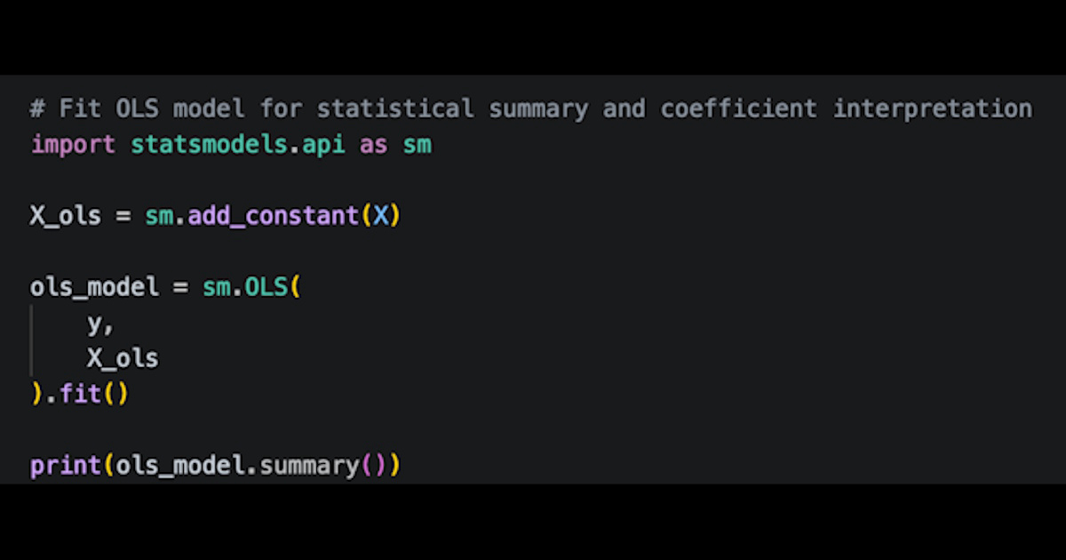 Figure 25. OLS model performance code